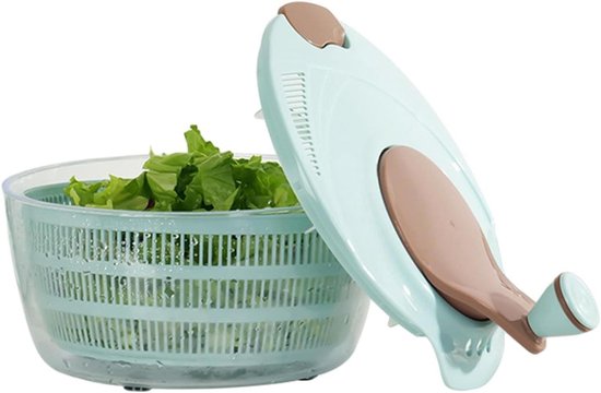 Salade Spinner - Groente Droger - Maaltijd Voorbereiding - Dubbellaags Capaciteit - 26.8 cm - Blauw