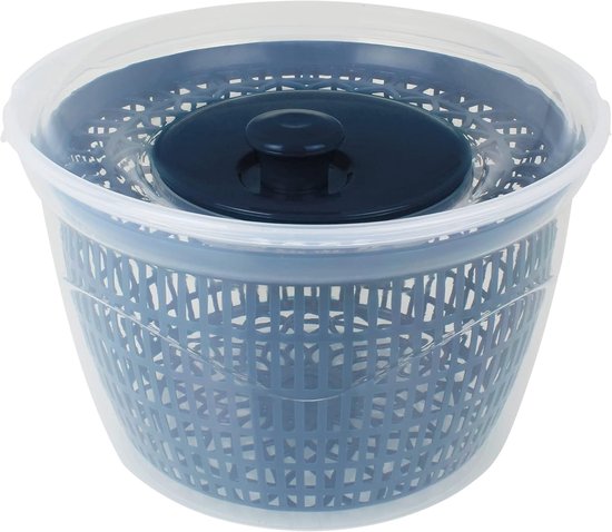 Saladecentrifuge 5L - Keukenhulp groente droger - Snel salade drogen - Draaihendel bediening - 5 Liter inhoud - Petrol blauw