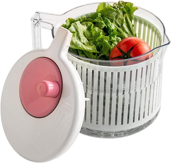 Saladecentrifuge - Groente spinner - Salade drogen - Handmatige bediening - 235x195 cm - Wit