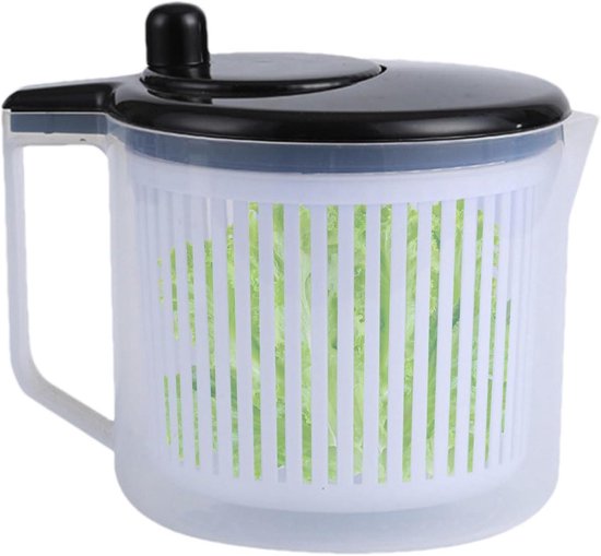Saladecentrifuge - Groentewasmachine - Snel groenten drogen - Praktisch handvat - 22 cm - Wit