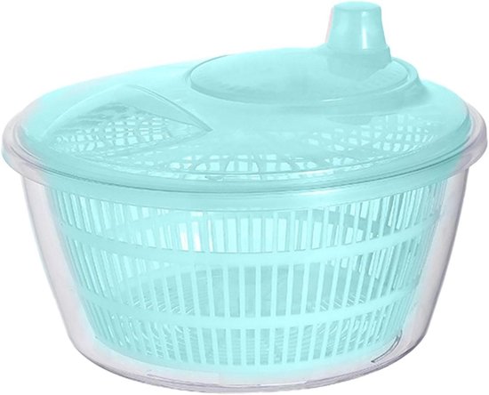 Saladecentrifuge - Keuken spinner - Groente drogen - Praktisch afvoergat - 22.8 x 17.5 cm - Blauw