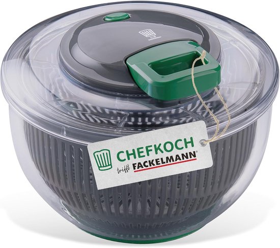 Saladecentrifuge - Keukenhulp - Salade Wassen Drogen - Trekkoord Stopknop - 24.5 cm