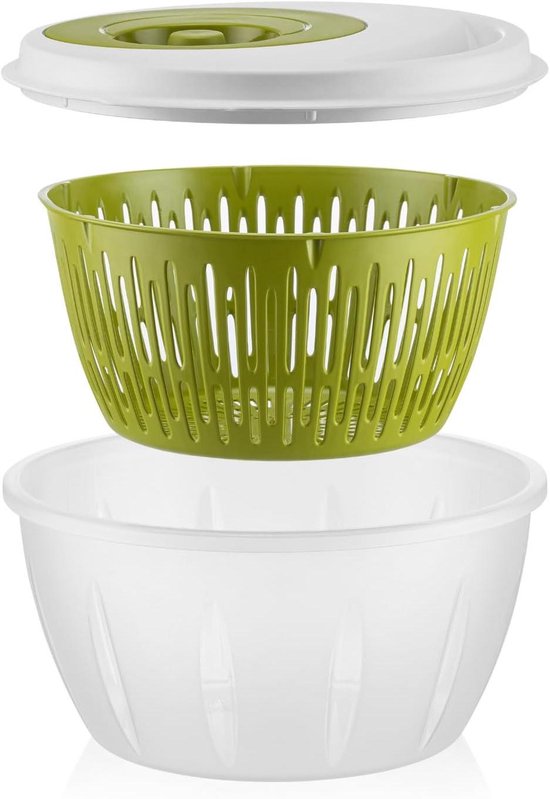 Saladecentrifuge - Slaspinner Kom - Salade Drogen - 3-in-1 Keuken Set - 45 Liter - Groen van Merkloos