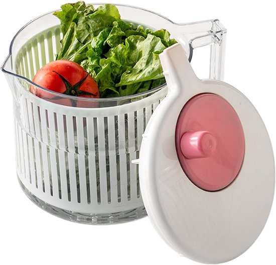 Saladespinner Keukenapparaat - Groente Droger - Verse Salades Maken - Handmatige Rotatie - 235 x 195 cm - Wit