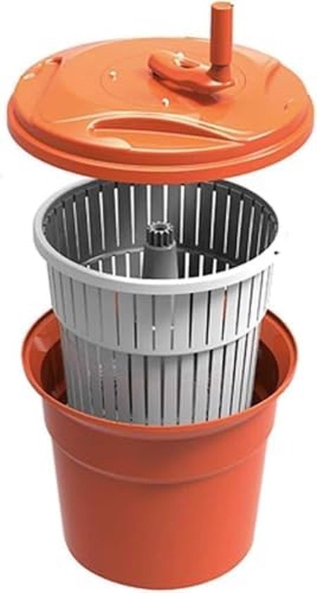 Saladespinner - Sla droger - Grote porties - Handmatige bediening - Jumbo capaciteit - Wit