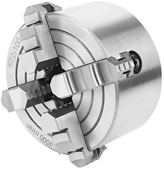 SANOU K72 100 4 Klauwplaat, 4 Inch 4 Klauwplaat Metaaldraaibank Onafhankelijke Omkeerbare Metaaldraaibank Accessoires voor Draaibanken 100MM 3,93 Inch Diameter met Sleutel van SANOU
