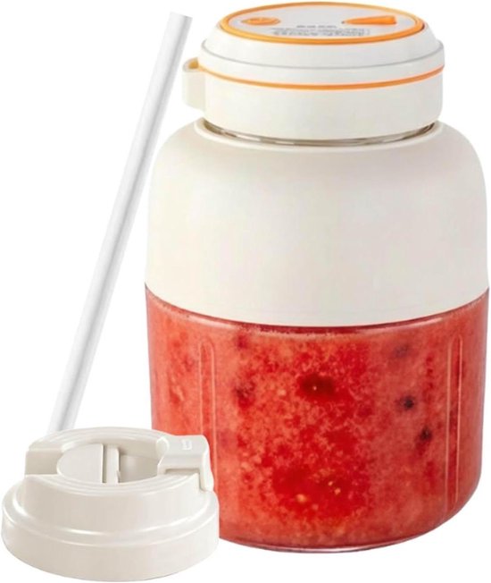 Sapbeker Blender - Draagbare Juicerfles - Dranken Maken - Hygiënische Afneembare Mesunit - 1300 ml - Wit