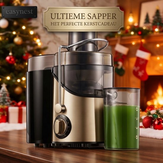 Sapcentrifuge 3 Snelheden – Groente- & Fruitpers met 65 mm Brede Vulopening – Elektrische Juicer van Roestvrij Staal – Sapmaker voor Groenten en Fruit – Makkelijk Schoon te Maken – Centrifugale Juicer voor Vers Sap