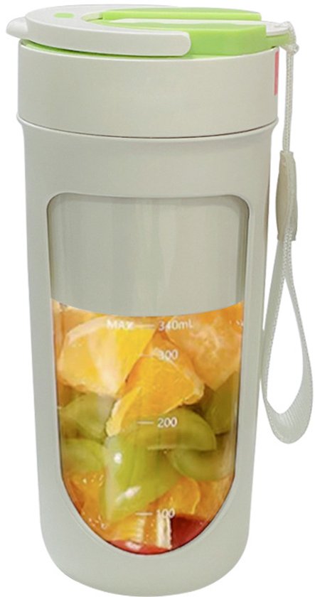 Sapcentrifuge - draagbare blender - smoothie blenderbeker - draagbare sapcentrifuge met deksel - 10 messen - Nippen en drinken door een rietje - crushbaar ijs - 340ml - voor shakes - smoothies - voor reizen - sport - kamperen - fitness - groente van Merkloos