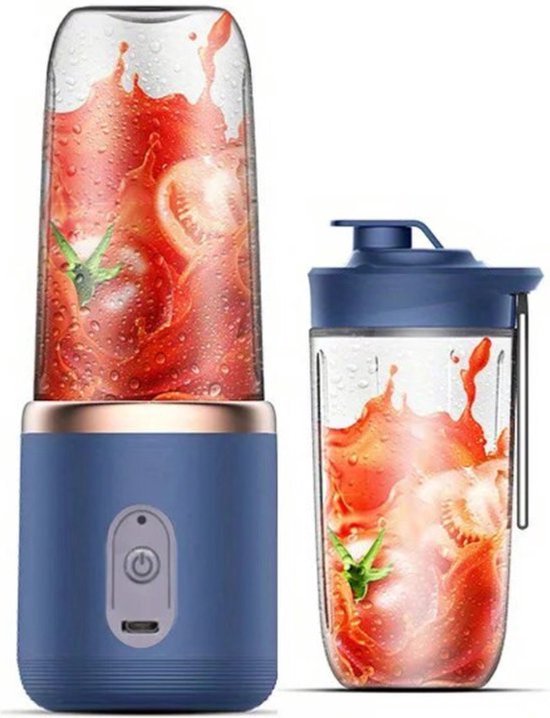 Sapcentrifuge - Draagbare blender - Smoothiemaker - Smoothiemaker van 400 ml - Oplaadbare blender - Fruitblender - 2-in-1 - Blender en drinkbeker - Draagbare reisblender - Blender voor onderweg - Inclusief shakerbeker!