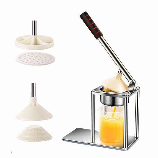 Sapcentrifuge en citruspers - Handmatige Sinaasappelpers - Citruspers - met Maatbeker - 2 soorten sapkoppen - 304 RVS Voedselveilig - Minimalistisch Compact Ergonomisch EVA Handvat van Merkloos