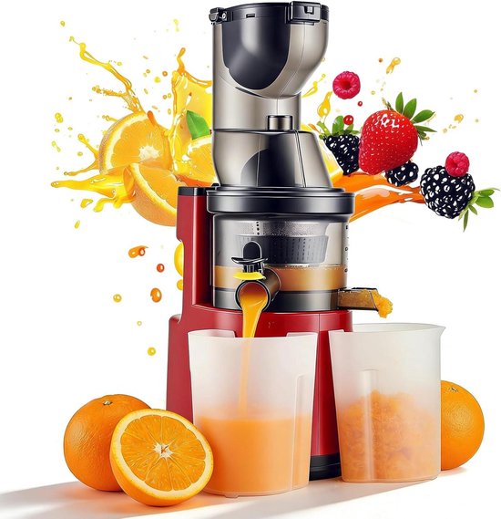 Sapcentrifuge - Fruitpers - Gezond sap maken - Langzaam persen - Enkele vijzel - Zilver