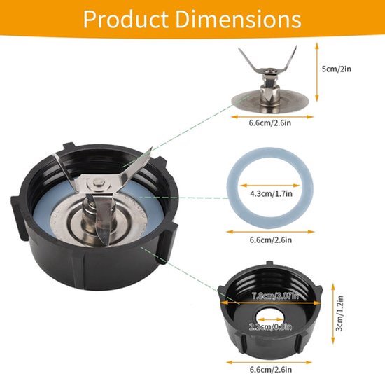 Sapcentrifuge Messen Roestvrij Staal - Vervangende Messen - Reserveonderdelen - Blender Basis - Afdichtring - Herbruikbaar en Eenvoudig te Reinigen