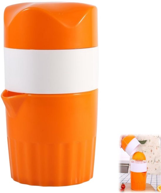 Sapcentrifuge - Mini-sapcentrifuge - Handmatige sapcentrifuge - Sapcentrifuge - Keukenhulpmiddel - Geschikt voor citroenen, sinaasappels en citrusvruchten - oranje kleur- 9,5*9,5*17 cm