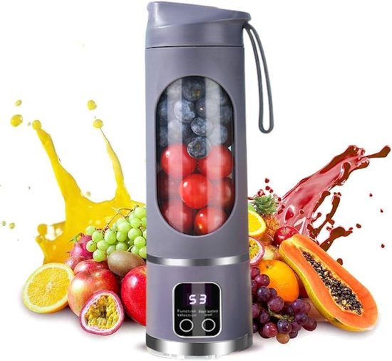 Sapcentrifuge- sapcentrifuges groenten en fruit-Draagbare elektrische USB-sapcentrifuge - 500 ml - Miniblender - Draagbare blender - voor shakes en smoothies - 12 messen, perfect voor het mixen - Compact - Handig - Veelzijdig (donkerpaars - 25,5 * 8 van Merkloos
