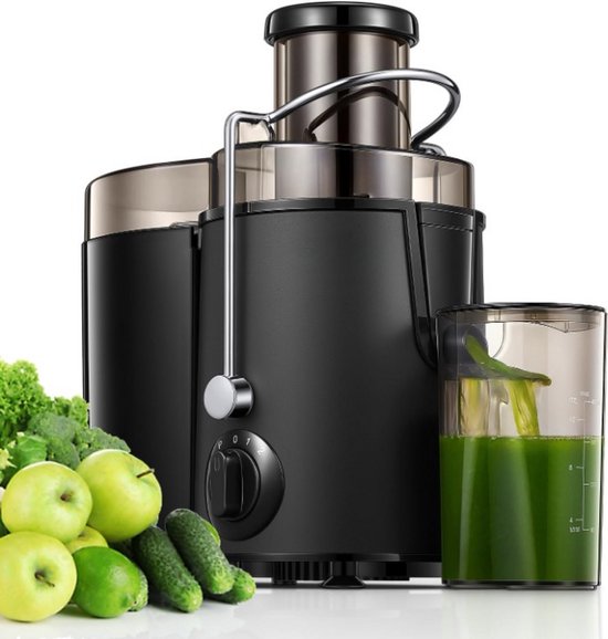 Sapcentrifuge - Slowjuicer - voor Groenten - Fruit - 400W - 65mm Vulopening - 3 Snelheden - Anti-Druppelfunctie - Oververhittingsbeveiliging - RVS - 1.6L - Zwart van Merkloos