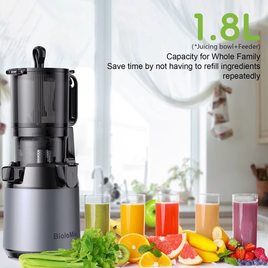 Sapcentrifuge - Slowjuicer voor Groenten & Fruit - Gote Vulopening - Krachtige motor 250W - perfect voor Gezonde sappen - Shots - BPA vrij van Lentefit