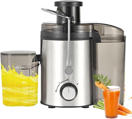 Sapcentrifuge voor groenten en fruit van roestvrij staal 800 W krachtig - elegant design en gemakkelijk te reinigen - verse en voedzame sappen sapcentrifuge groenten en fruit van Merkloos