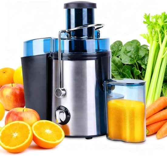 Sapcentrifuges Groenten en Fruit - Kitchen Sapcentrifuge - Juicer voor Groenten & Fruit - Grote Vulopening - 2 Snelheden - 1000 Watt - Zilver van Techwood