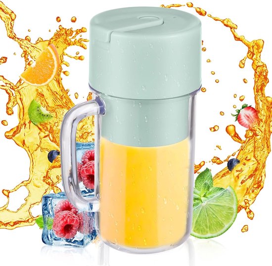 Saphutgerecht Blender, 22000 Tpm 6 Blades USB Type-C Oplaadbare IP67 Waterdichte Persoonlijke Blender, met Handvat voor Thuiskantoor Travel Outdoor Sports, Crushes Ice