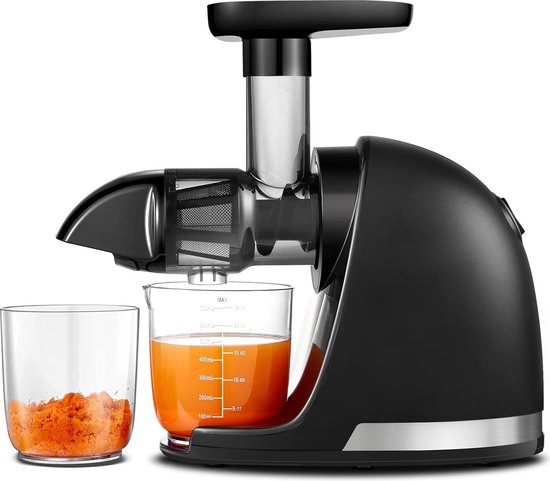 Sapmachine - Koude Pers Slow Juicer - Masticerende Juicer voor Fruit en Groenten - Geen Filtratie Nodig - BPA-vrije Juicer met 2 Bekers en Borstel - Mat Zwart - Energieklasse A+++ van Merkloos