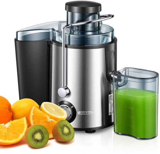 Sappers voor groenten en fruit, sappers voor 65 mm grote vulschacht, 600 W juicer 2 snelheden, eenvoudig te reinigen en anti-druppel, roestvrij staal, BPA-vrij, borstel en recept
