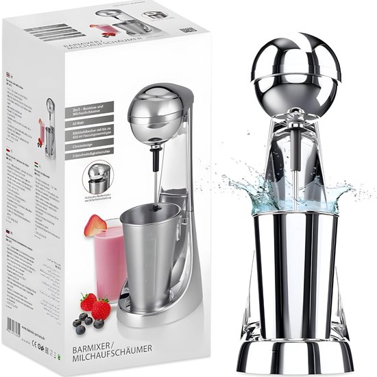 SAVI® Milkshake Machine - Milkshake Maker 8 in 1 - Milkshake Beker 650ML - 230V - Mixed Super Goed - Makkelijk voor Thuis - 65W - Zilver - 18cm x 14cm x 37cm van Merkloos