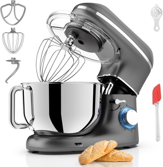 SAVI® Mixer met mengkom - Mixer - Mixer met mengkom keukenmachine - Zilver/ Zwart - 22cm x 35cm x 30cm van Merkloos