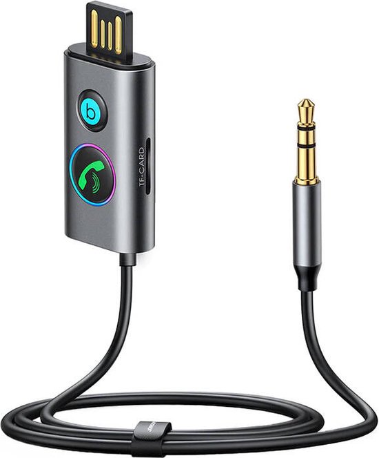 SB Bluetooth Aux Receiver Ontvanger - Auto - Bluetooth 5.3 carkit Zender - draadloos ontvanger Transmitter luister draadloos naar muziek - Kabel - Handsfree bellen telefoon aan uit knop SD Kaart aansluiting bass aan uit knop op de apparaat van SB Products