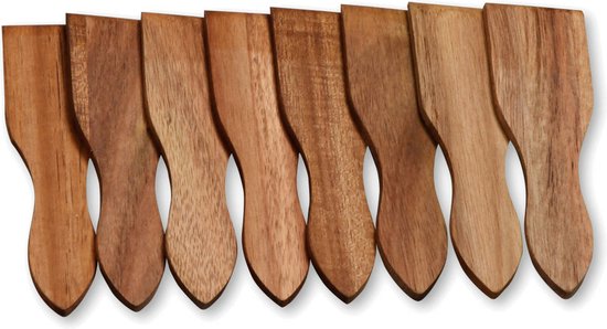 Scanpart houten spatels 15 cm - Gourmet - Raclette - Grillplaat - Steengrill - Bakplaat - Teppanyaki - Kleine spatels - Mini spatels - 6 stuks