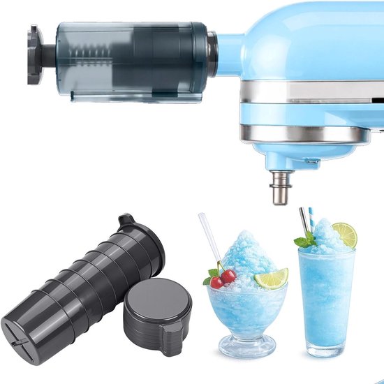 Schaafijs Opzetstuk - IJsschaaf Accessoire - Desserts Maken - Instelbare Schaafregeling - 8 IJsvormen - Grijs