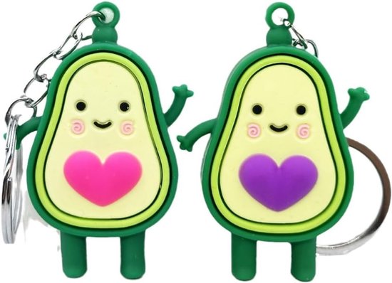 Schattige Groene Avocado Sleutelhanger Set van 2, Perfect als Vriendschapscadeau en Accessoire voor Avocado-liefhebbers van Merkloos