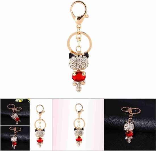 Schattige katten sleutelhanger met sprankelende kristallen voor autodecoratie en cadeau ideeën van Merkloos