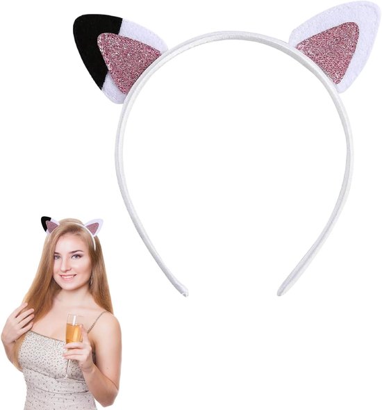 Schattige kattenoren haarband voor meisjes en vrouwen, perfect voor kostuums en feesten, haaraccessoire en party decoratie van Merkloos