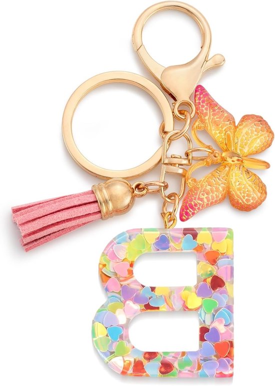 Schattige Sleutelhanger met Vlinder en Hart voor Meisjes en Vrouwen, Perfect voor Schooltassen en Cadeaus van Merkloos