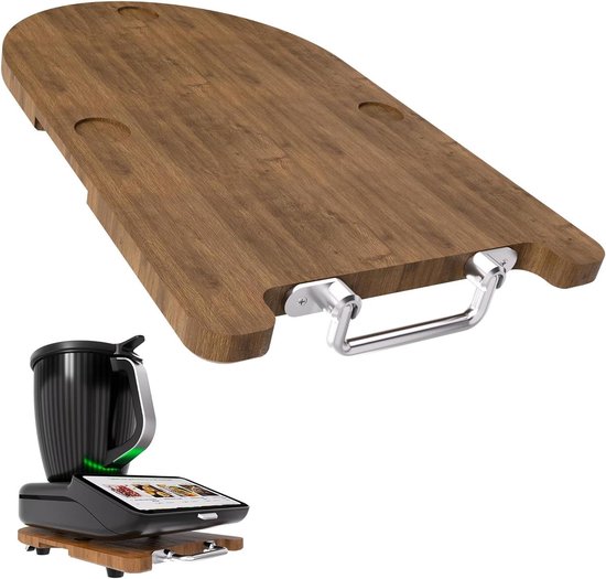 Schuifplank Keukenmachine - Glijplank Accessoire - Keuken Werkblad - Met Wielen Handgreep - 41x30 cm - Houtkleur