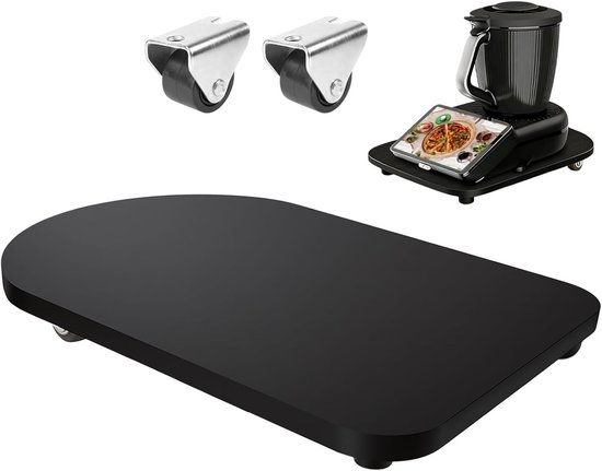 Schuifplank met 360° wielen en antislip rubberen voetjes, praktische accessoires voor keuken, veilig verplaatsen en stabiele stand, zwart