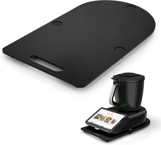 Schuifplank voor Thermomix TM7, dienblad van acryl, moeiteloos verplaatsen van de keukenrobot, accessoires TM7 ter bescherming van het aanrecht en gemakkelijk te reinigen, zwart