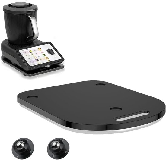 Schuifplank voor Thermomix TM7, schuifplank met 2 wielen en antislip voeten, 8 mm dik acryl, zonder boren, gemakkelijk te reinigen, zwart
