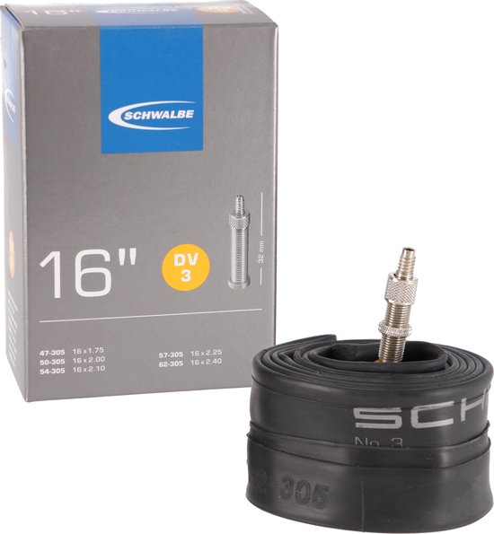 Schwalbe DV3 - Binnenband Fiets - Hollands Ventiel - 32 mm - 16 x 1.75 - 2.50 van SCH®