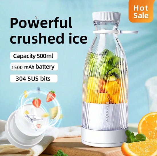 S&E 500ml Draagbare Juicer Blender – Oplaadbare Mini Smoothie Maker met 6 Messen en Veiligheidsvergrendeling van S&E