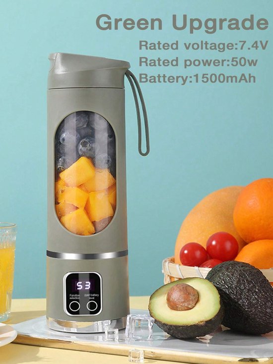 S&E Draagbare Mini Juicer – Multifunctionele USB Oplaadbare Persoonlijke Blender met Verborgen Messen en Eenvoudige One-Touch Bedieningen - Groen van S&E