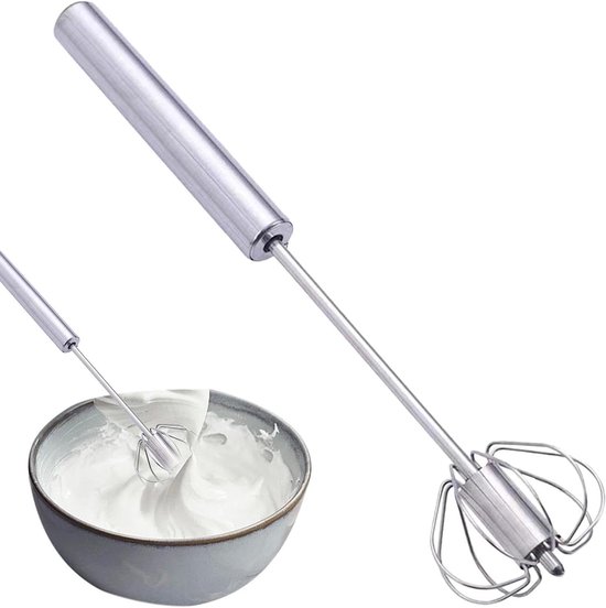 Semi-Automatic Whisk - Rotating Semi-Automatic Egg Beater Whisk Hand Mixer, Kitchen Tools, Non-stick Whisk Blender Long Handle Egg Beater for Milkshakes, Whipped Cream