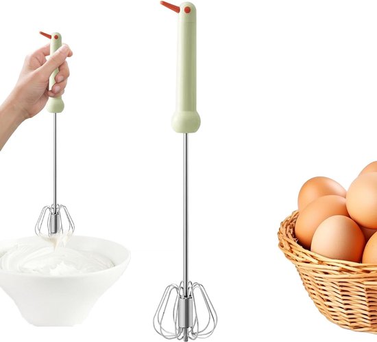 Semi-automatische eiermixer - Handmixer Garde - Snel kloppen eieren - Draadloos en compact - 34 cm - Groen