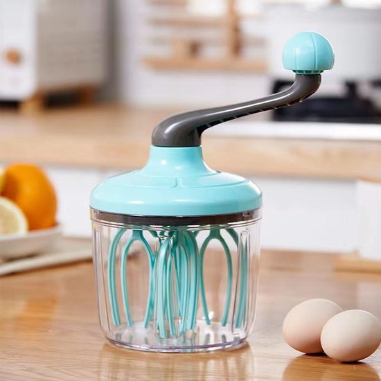 Semi-automatische Handmatige Eierklopper & Slagroomklopper – Groen – Compacte Mixer – Ideaal voor Eieren, Slagroom & Beslag van Merkloos