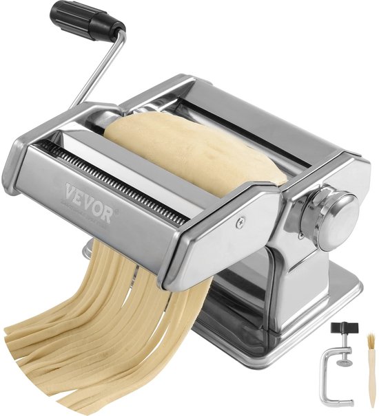 Sensova Handmatige Pastamaker van RVS – Noedelmachine met 9 Dikte-instellingen – Pasta Roller & Snijder voor Spaghetti, Lasagne, Wonton en Verse Deegvellen - Pastamachine van Merkloos