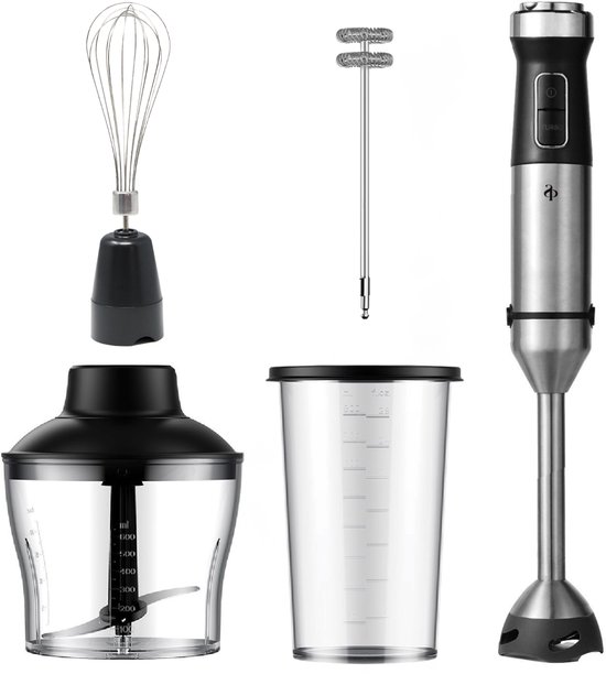 SEPH Staafmixer 5-in-1 Set – 1200W Staafmixer met Mixerstaaf, Hakmolen, Melkopschuimer, Garde & Maatbeker van SEPH