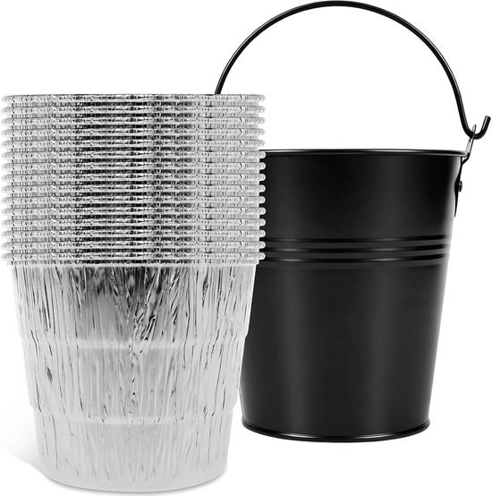 Set met 15 Tin Liners Roestbestendig Ijzer Legering Druppel Vet Blikken Liners Vervanging Druppel Vet Emmer Liners Compatibel voor Traeger 20/22/34 Serie 15x14,3cm
