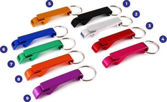 Set van 10 metalen flesopeners, kleur 8: donker oranje van Securit