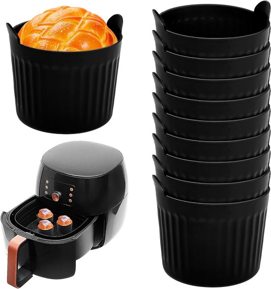 Set van 10 Siliconen Muffinvormen 6.5 x 6.5 cm, Antiaanbak Bakvormen voor Cupcakes en Eieren, BPA-vrij en Geschikt voor Airfryer, Ideaal voor Bakken en Koken